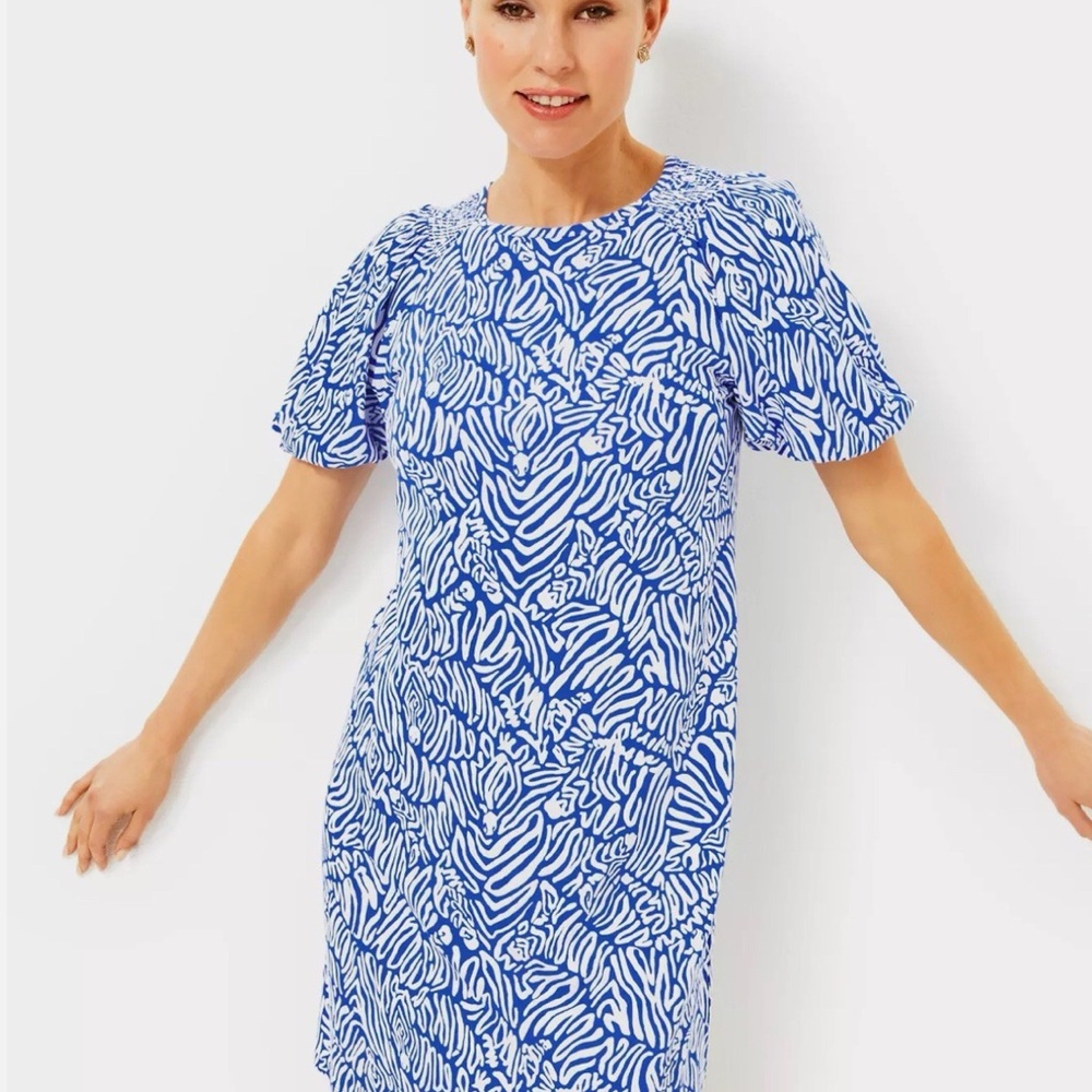 Lilly Pulitzer new with tags Martinique Blue Zee Bebe Short dress. Size L.